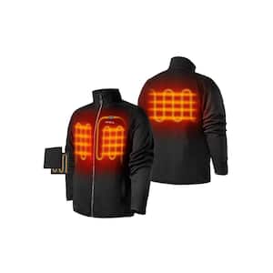 Men's XXX-Large Black Heated Fleece Jacket with 7.38-Volt Lithium-Ion 1 Upgraded 4.8Ah Battery and Charger
