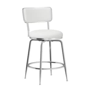 Baltimore 18 in. White Full Back Metal 37.25in. Bar Stool with Faux Leather Seat 1 Set of Included
