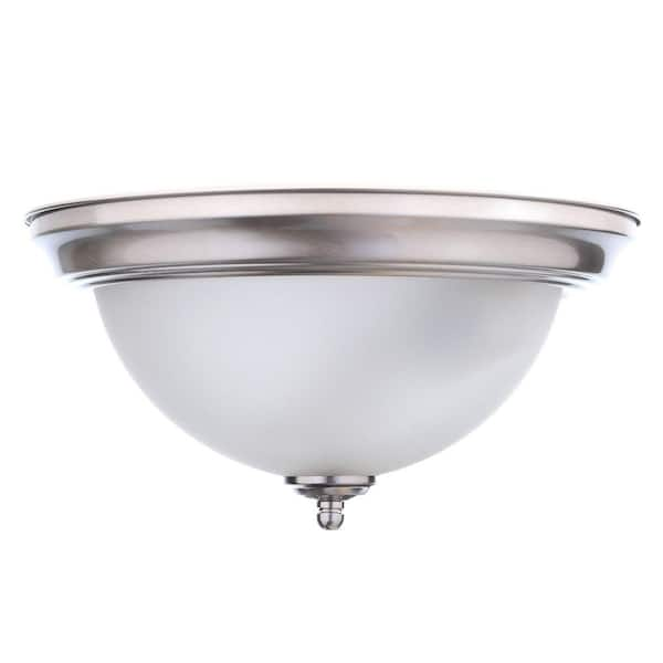 Commercial Electric 13 in. 2-Light Brushed Nickel Flush Mount with