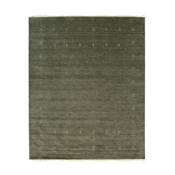 Green 9 ft. x 12 ft. Hand Knotted Wool Contemporary Lori Baft Area Rug