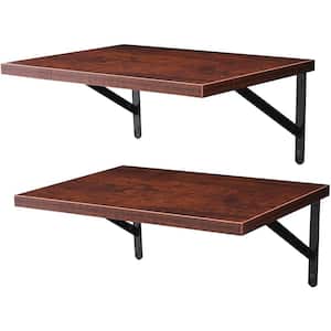 15.7 in. W x 11.8 in. D Cherry Walnut Wood Composite Decorative Wall Shelf Floating Shelves, Set of 2