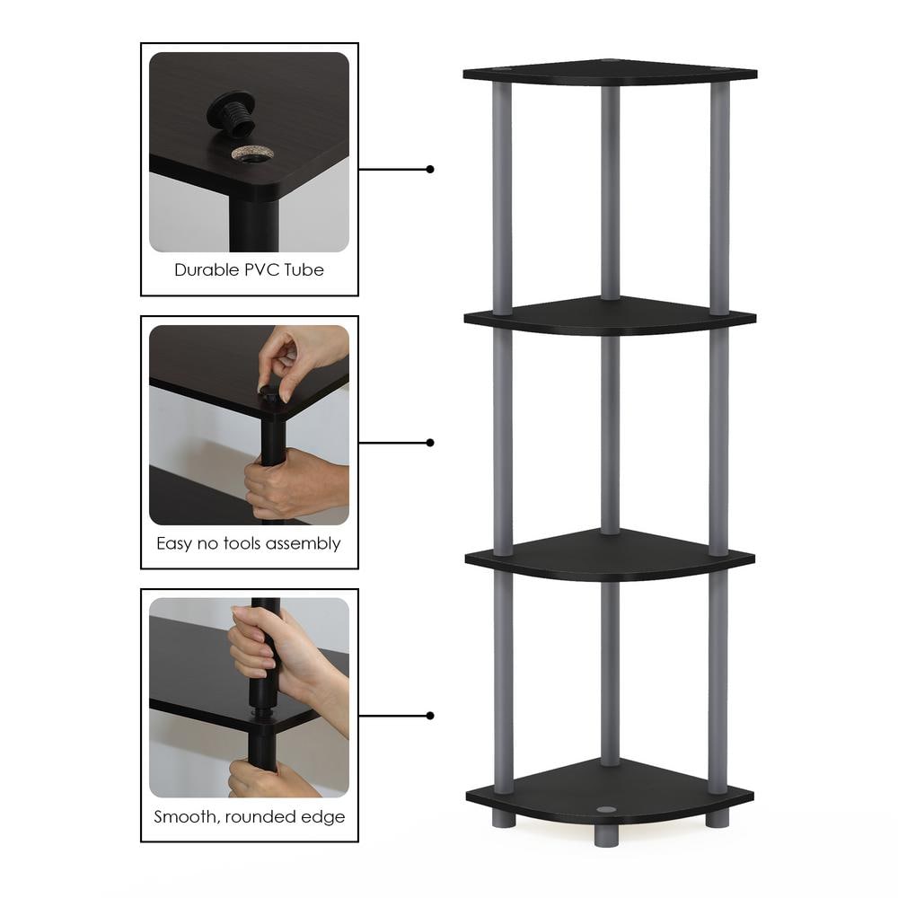 Black and Gray 4-Tier Corner Display Rack
