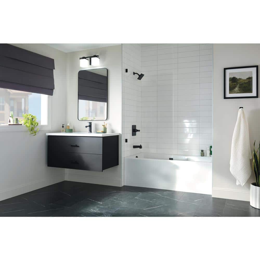 Matte Black Single Handle Curved Bathroom Faucet with Drain Assembly