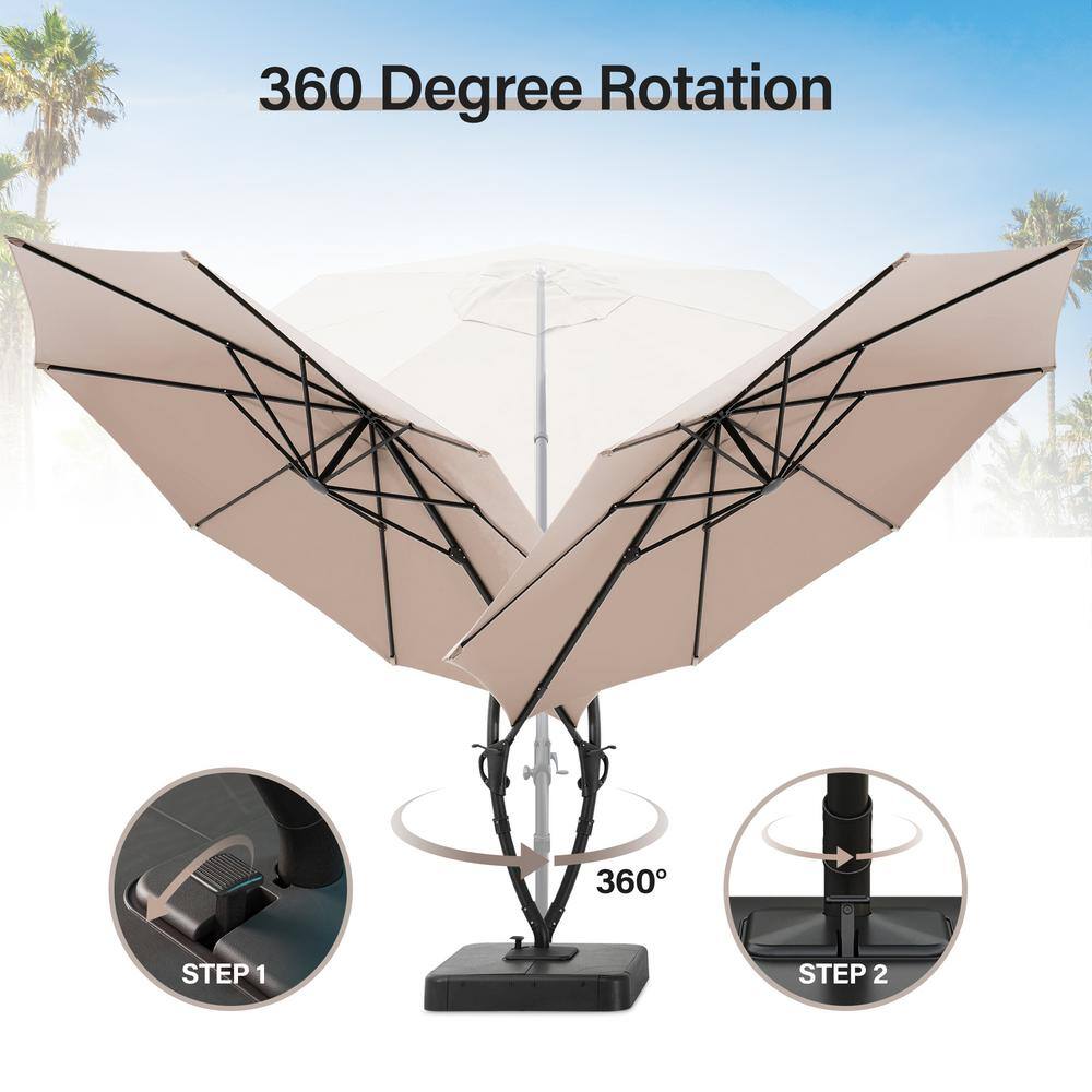 12ft Champagne Cantilever Patio Umbrella with Black Metal Pole