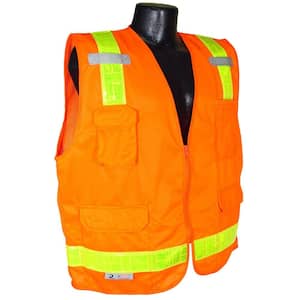 Surveyor Vest with Orange Xlarge Prism Reflector