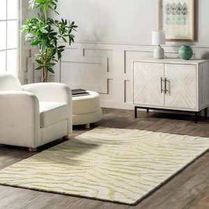 Hand Tufted Plush Zebra Green 5 ft. x 8 ft. Area Rug