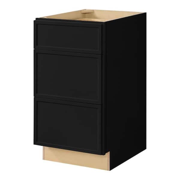 Leyton 24 in. W x 24 in. D x 34.5 in. H Ready to Assemble Plywood Slim Shaker Drawer Base Kitchen Cabinet in Raven Black
