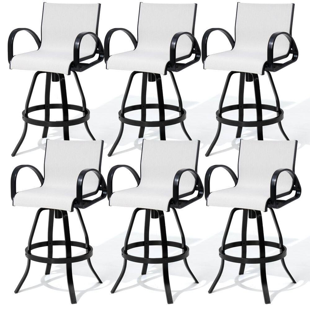 360° Swivel Patio Aluminum Outdoor Bar Stool in Augustine Oyster Sunbrella with Arms (6-Pack) price history on PriceWatchPro