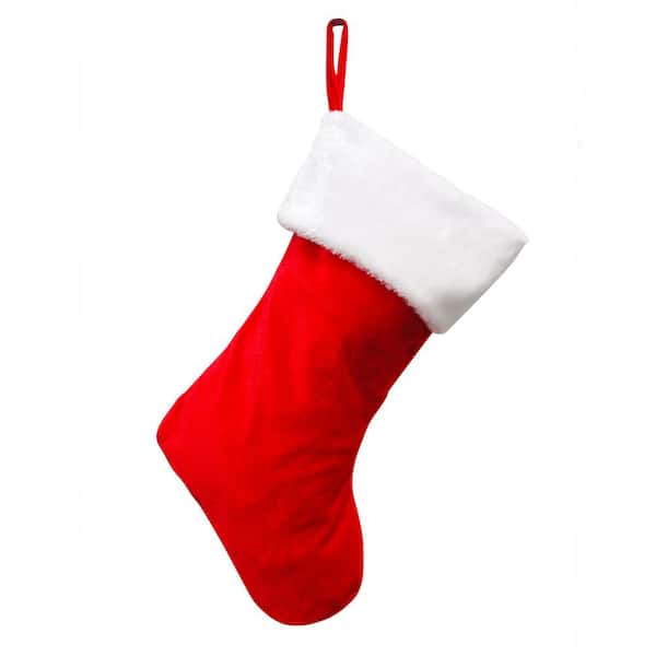 Unbranded 17 in. Fabric Red and White Hang Right Stocking