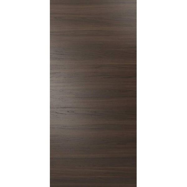 0010 18 in. x 84 in. Flush No Bore Solid Core Chocolate Ash Finished Pine Wood Interior Door Slab