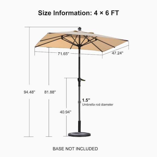 4 sided patio umbrella PURPLE LEAF 15x9ft Double-Sided Rectangular Outdoor Market with Base, Light Grey Crafted from durable yarn Custom Patio Umbrella (4-Panel) |