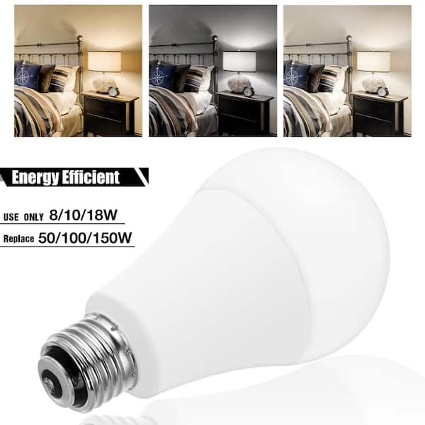 8-Watt Equivalent 2700K A21 3-Way LED Light Bulb Soft White/Daylight/Neutral White (2-Pack)