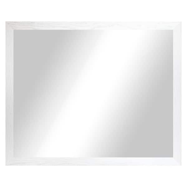 2 in White Frame (30 in. W x 43 in. H) Oak Hardwood Rectangle Wall Mirror