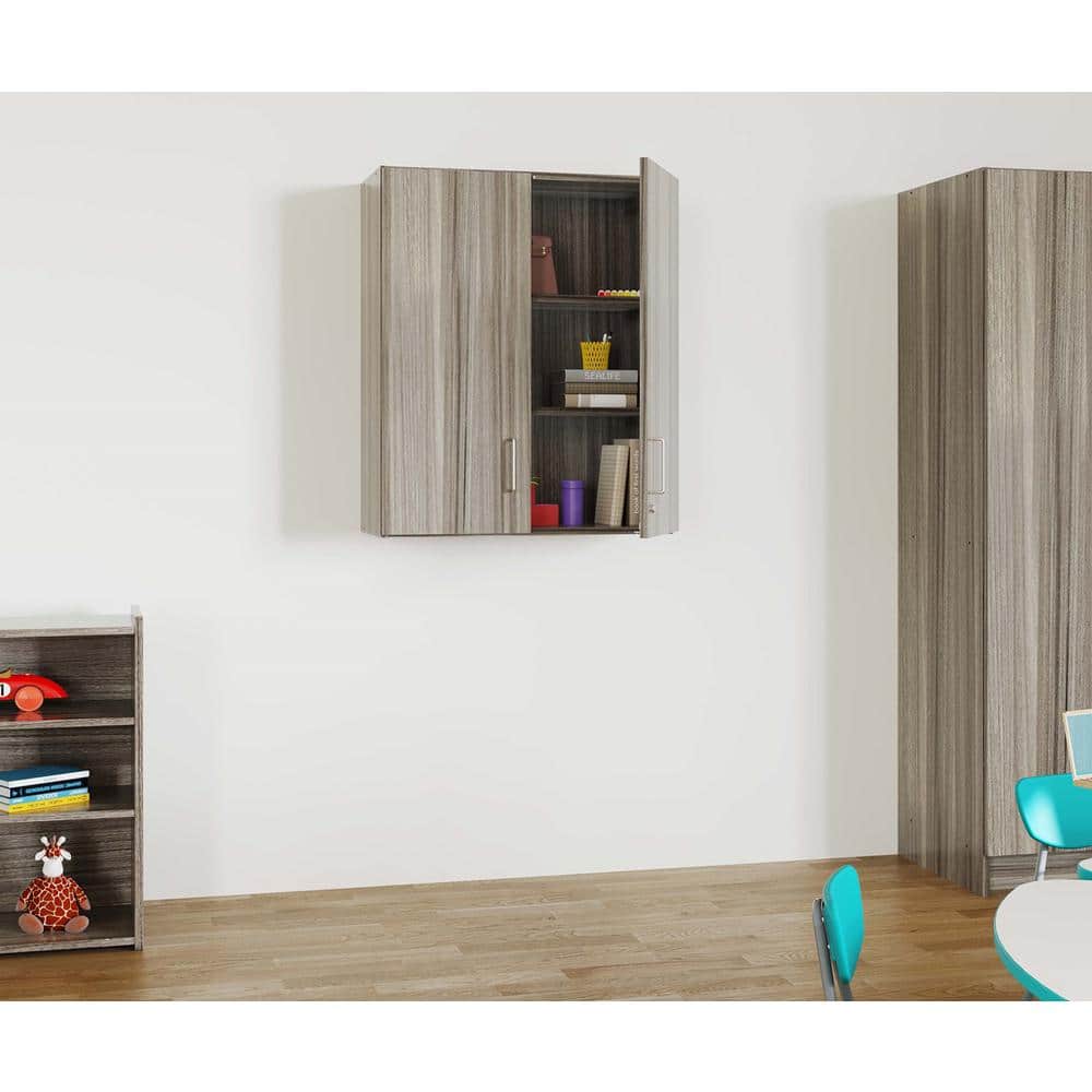 Classroom 30 in. W x 36.5 in. H 3-Level Wall Storage Cabinet with Adjustabl