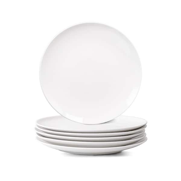 10 in. White Porcelain Dinner Plates, Set of 6 – Microwave & Dishwasher Safe Ceramic Plates for Daily Use
