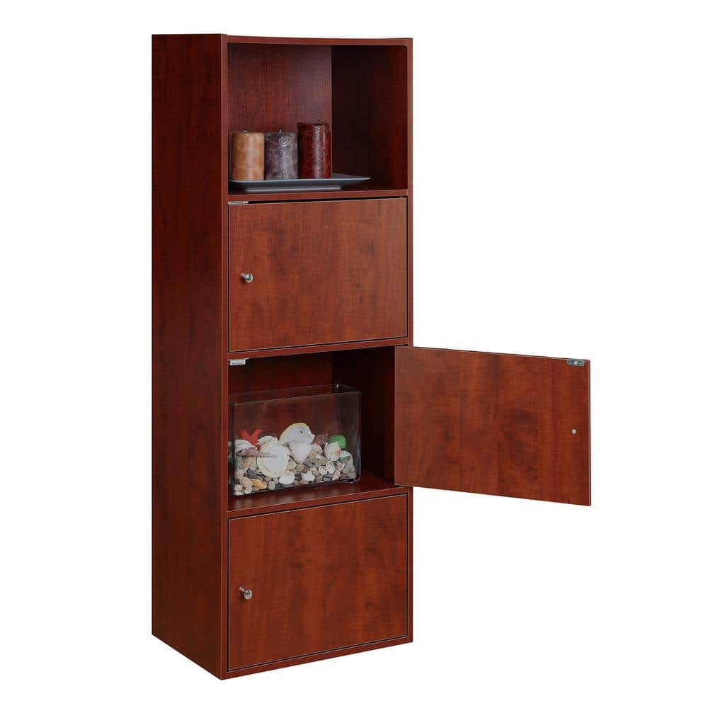 Cherry Adjustable Shelving Office Storage Cabinet with Chrome Knobs
