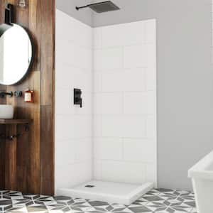 DreamStone 36 in. W x 84 in. H x 36 in. D 2-Piece Glue Up Traditional Solid Corner Shower Wall Surround in White