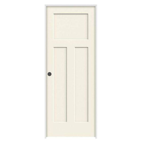 JELD-WEN 30 in. x 80 in. Craftsman Vanilla Painted Right-Hand Smooth Solid Core Molded Composite MDF Single Prehung Interior Door