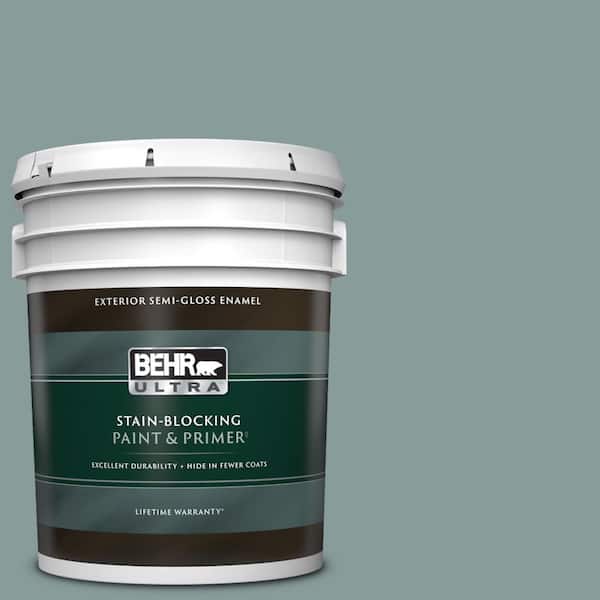 BEHR ULTRA 5 gal. #PPU12-04 Agave Semi-Gloss Enamel Exterior Paint & Primer