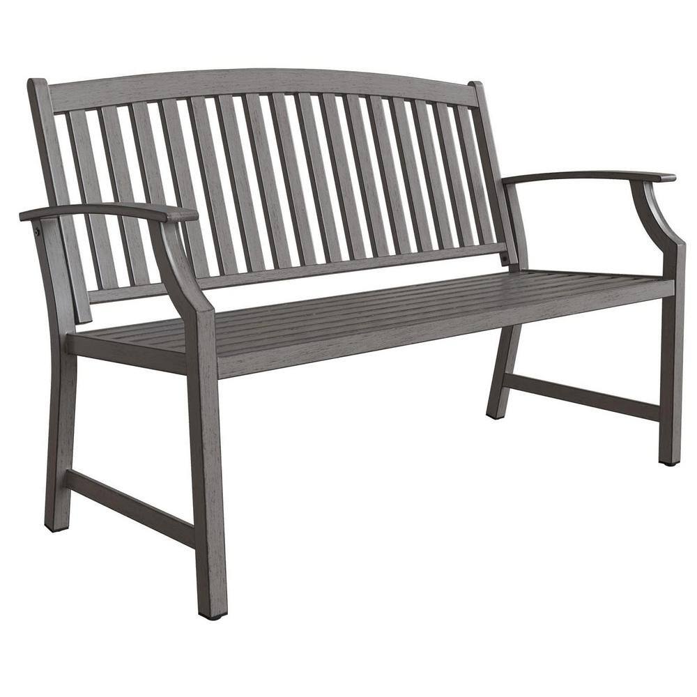52 in. 2 Capacity-Person Weathered Gray Anti-Rust Aluminum Outdoor Bench