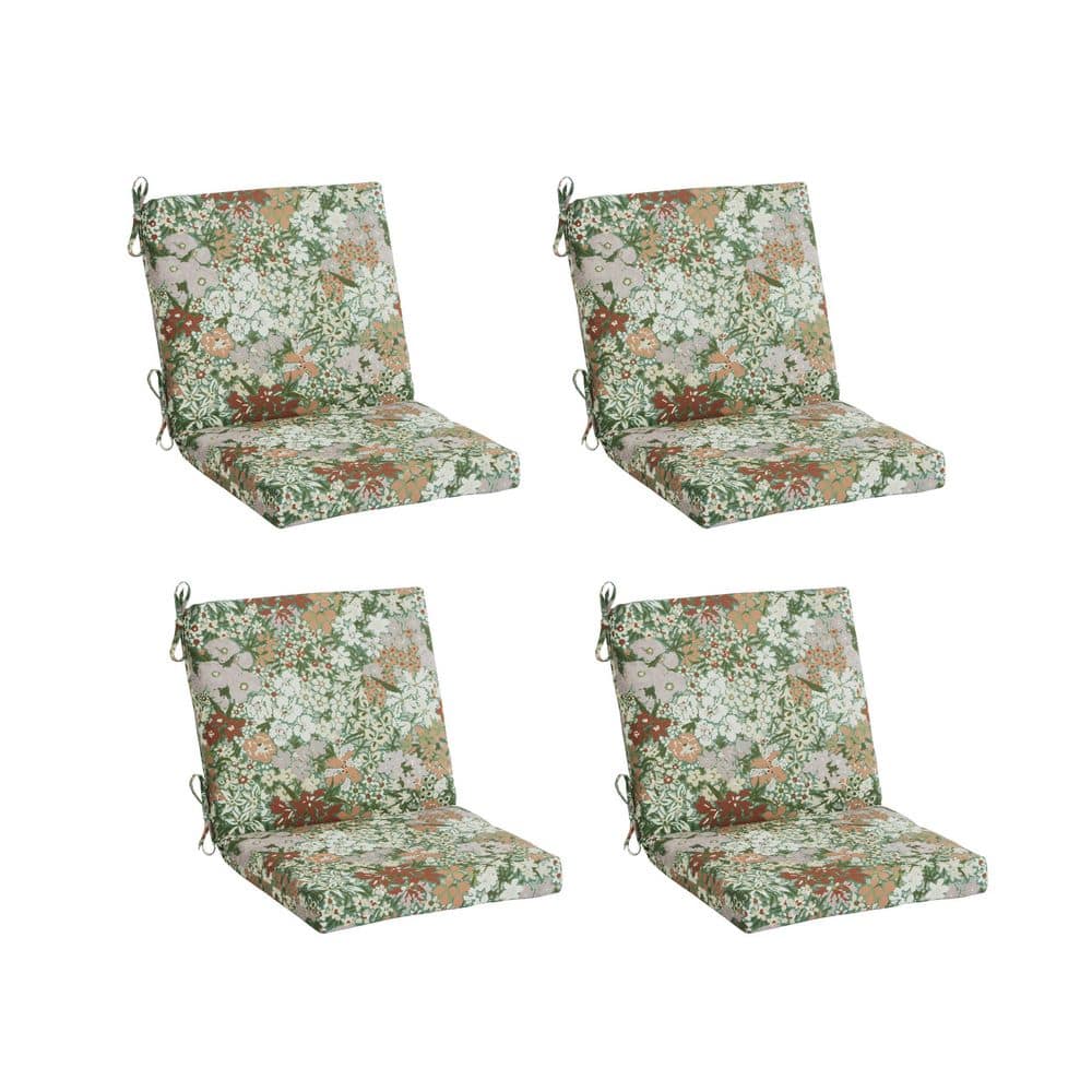 20 in. x 19 in. Universal Outdoor Mid Back Dining Chair Cushion in Endive Floral (4 Pack) price history on PriceWatchPro