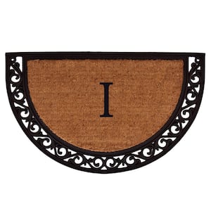 Ornate Scroll 30 in. x 48 in. Coir Monogrammed Door Mat (Letter I)