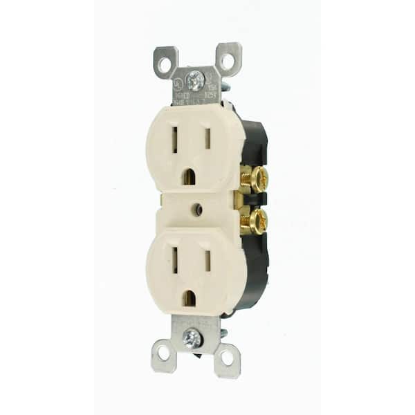 Leviton 15 Amp Residential Grade Grounding Duplex Outlet, Light Almond (10-Pack) Leviton 15 Amp Residential Grade Grounding Duplex Outlet, Light Almond (10-Pack)