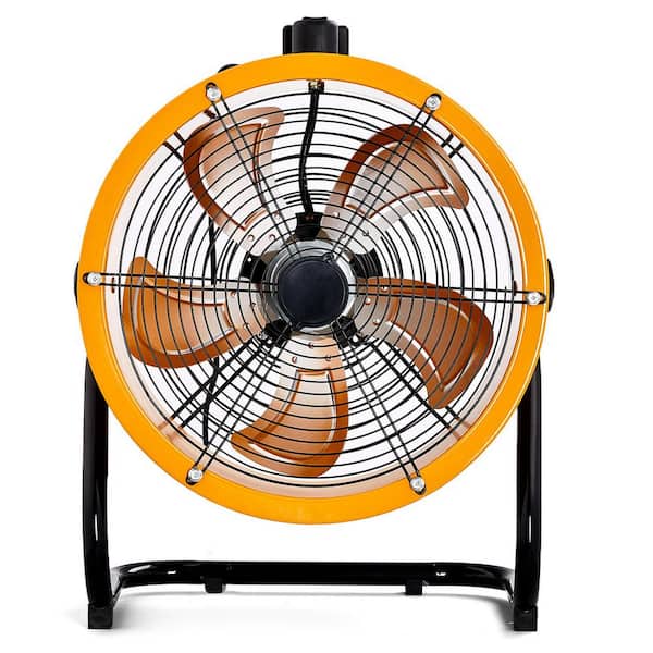 18 in. 4 Fan Speeds Floor Fan Drum Fan in Orange