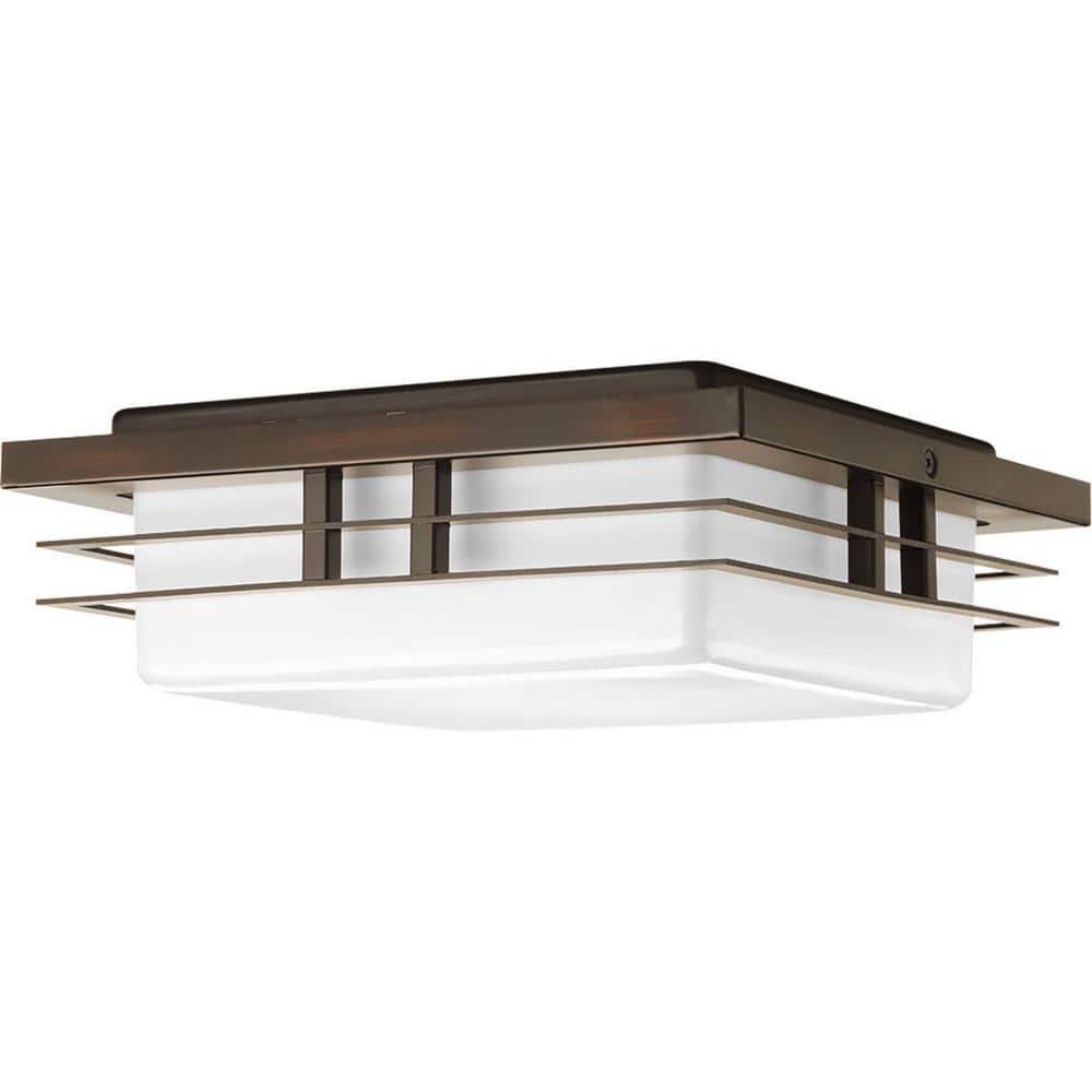 Antique Bronze Glass LED Flush Mount Light