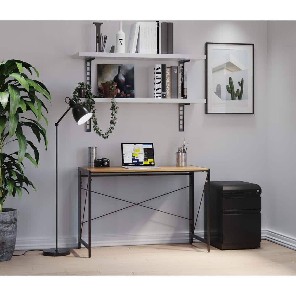 Black Steel Mobile Pedestal File Cabinet with Cushion Seat