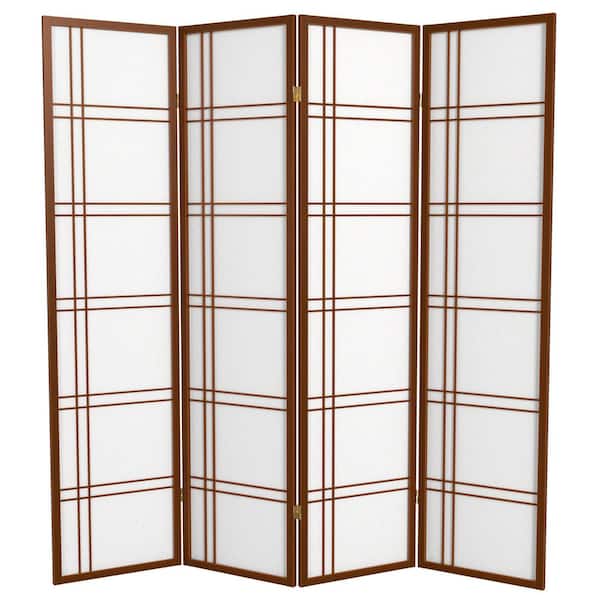 Oriental Furniture 6 ft. Walnut 4-Panel Room Divider