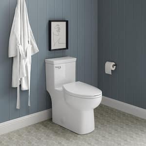 Classe 1-Piece 1.28 GPF Single Flush Handle Elongated Toilet in White Seat Included