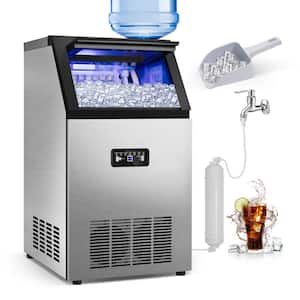 Commercial Ice Maker 100 lb./24H Freestanding Ice Maker Machine with 20 lb.Storage, 2 Water Inlet Modes Stainless Steel