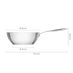 All Steel Pure 11 in. All Hob Compatible Silver Wok Pan