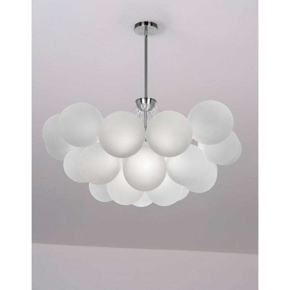 Miles 8-Light Polished Chrome Globe Chandelier with Frosted Glass