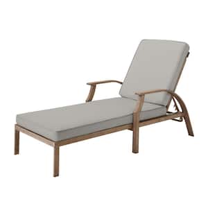 Geneva Brown Wicker Outdoor Patio Chaise Lounge with CushionGuard Stone Gray Cushions