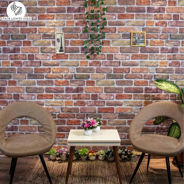 Falkirk Uffcott 39.4 in. x 19.7 in. Brown Beige Faux Face Brick Styrofoam 3D Decorative Wall Panel (10-Pack)