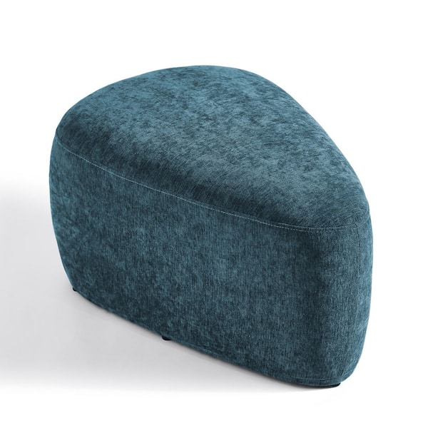 27 in. Wide Modern Blue Cheese Block Design Cotton Home Triangle Cocktail Ottoman (Set of 1)