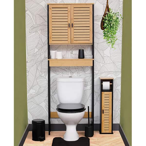 Evideco Orange Cotton Pad and Q-Tip Holder Padang with Bamboo Top - Organize in Style, Bathroom Vanity Organizer
