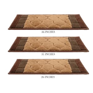 Custom Size Stair Treads Volley Brown 12 in. x 31 in. Stair Tread Cover (Set of 13)