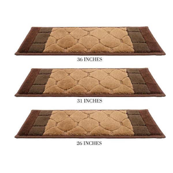 RugStylesOnline Custom Size Stair Treads Volley Brown 6.5 in. x 26 in. Stair Tread Cover (Set of 13)