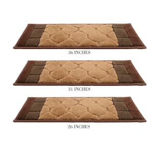 Custom Size Stair Treads Volley Brown 7 in. x 26 in. Stair Tread Cover (Set of 13)