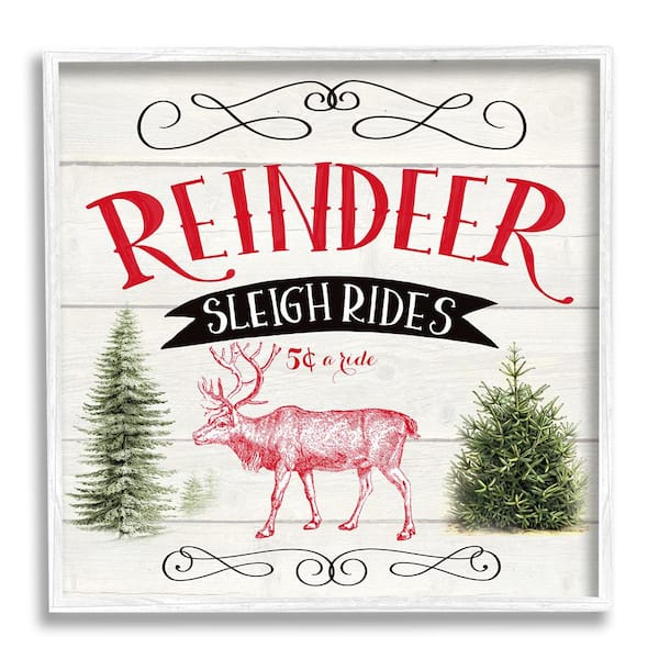 Stupell Industries Sleigh Rides Phrase by Corinne Haig 1-Piece Framed Graphic Print Typography Poster Art Print 24 in. x 24 in.