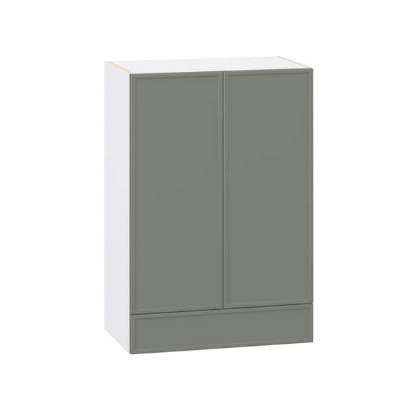 J COLLECTION Fairview 24 in. W x 14 in. D x 35 in. H Assembled Slim Shaker Wall Kitchen Cabinet in Moss Green with Drawer