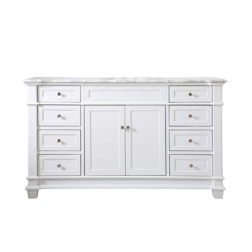 Timeless Home 60 in.W x 21.5 in.D x 35 in.H Single Bath Vanity in White wit