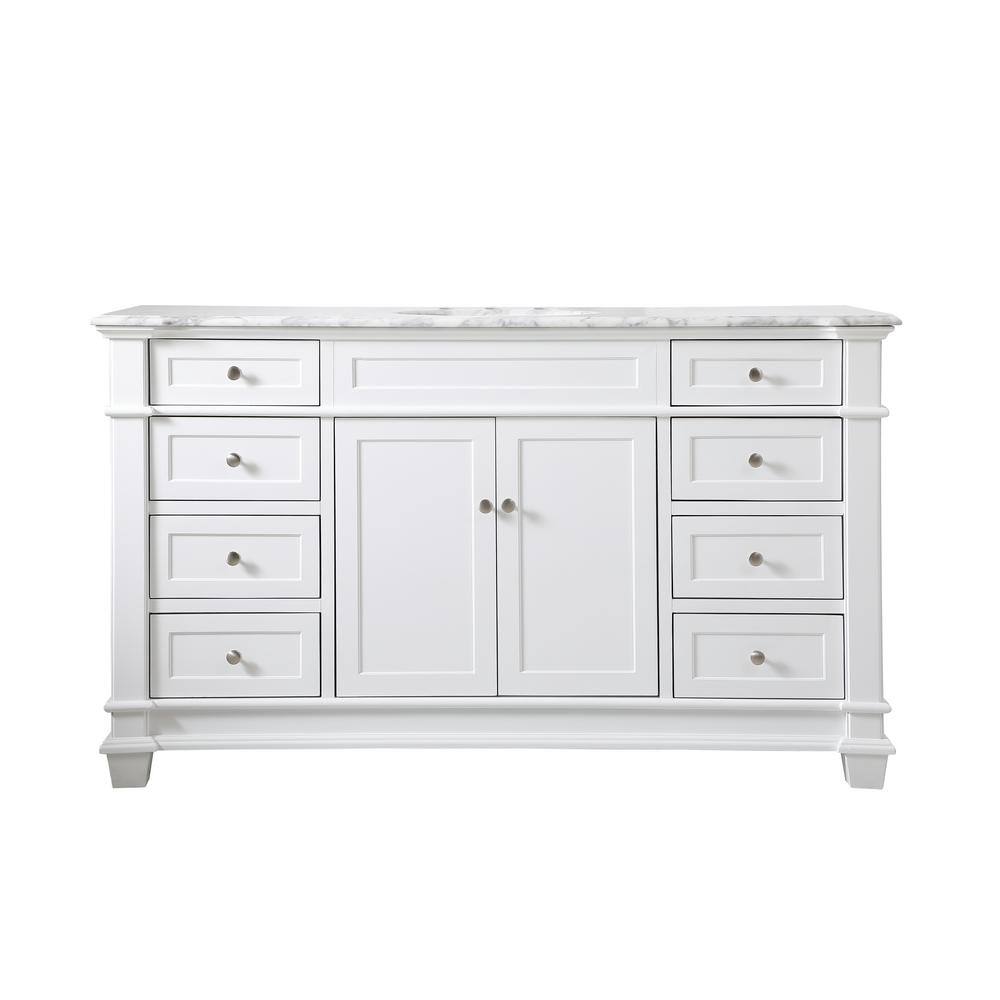 Timeless Home 60 in.W x 21.5 in.D x 35 in.H Single Bath Vanity in White  with Marble Vanity Top in White with White Basin TH100060White - The Home  Depot