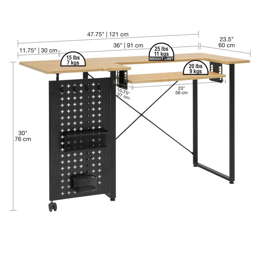 Pivot Sewing Table with Swingout Storage Panel and Adjustable Platform