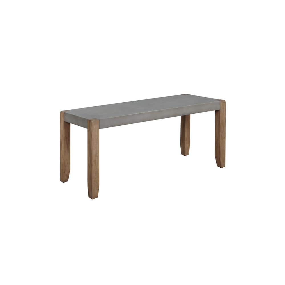 Newport 40" Faux Concrete and Wood Rustic Bench