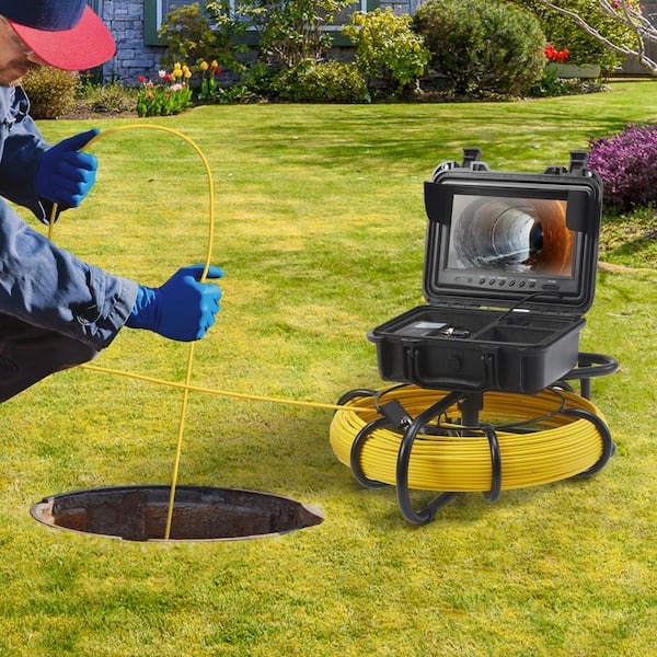 230 ft. Sewer Camera, 9 in. Screen, IP68, DVR, 16GB SD, 12 LEDs, for Pipe, Drain, Duct Inspection System