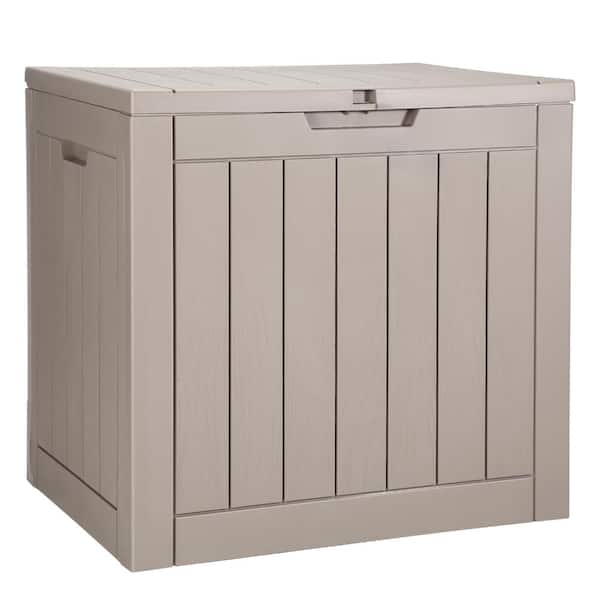 31 Gallon Resin Deck Box, Compact Waterproof Outdoor Storage for Cushions and Tools